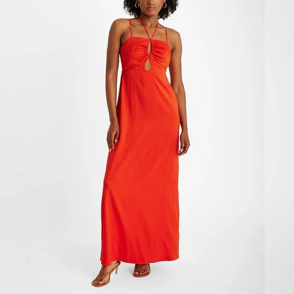 strapless open back dress It's Your Day Orange Floral Maxi Dress – Shop the Mint